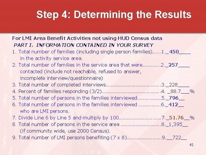 Step 4: Determining the Results For LMI Area Benefit Activities not using HUD Census