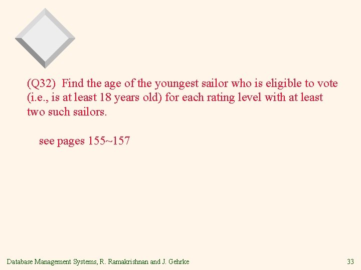 (Q 32) Find the age of the youngest sailor who is eligible to vote