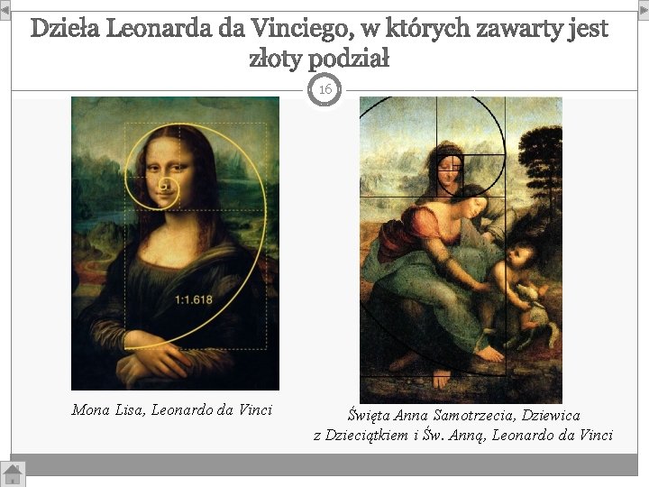 16 Mona Lisa, Leonardo da Vinci Święta Anna Samotrzecia, Dziewica z Dzieciątkiem i Św.