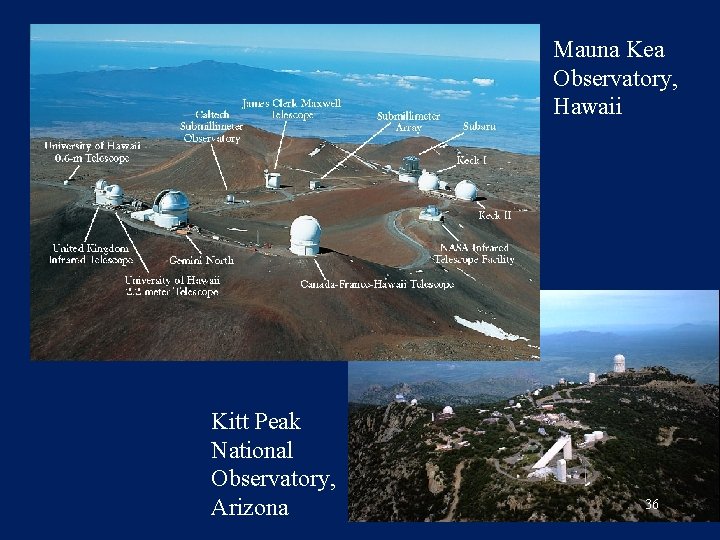 Mauna Kea Observatory, Hawaii Kitt Peak National Observatory, Arizona 36 