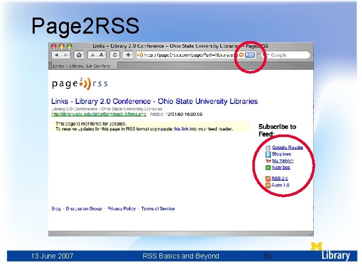 Page 2 RSS 13 June 2007 RSS Basics and Beyond 30 