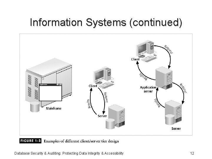 Information Systems (continued) Database Security & Auditing: Protecting Data Integrity & Accessibility 12 