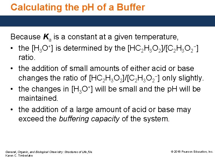 Calculating the p. H of a Buffer Because Ka is a constant at a