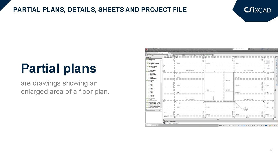 PARTIAL PLANS, DETAILS, SHEETS AND PROJECT FILE Partial plans are drawings showing an enlarged