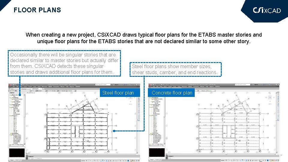 FLOOR PLANS When creating a new project, CSi. XCAD draws typical floor plans for
