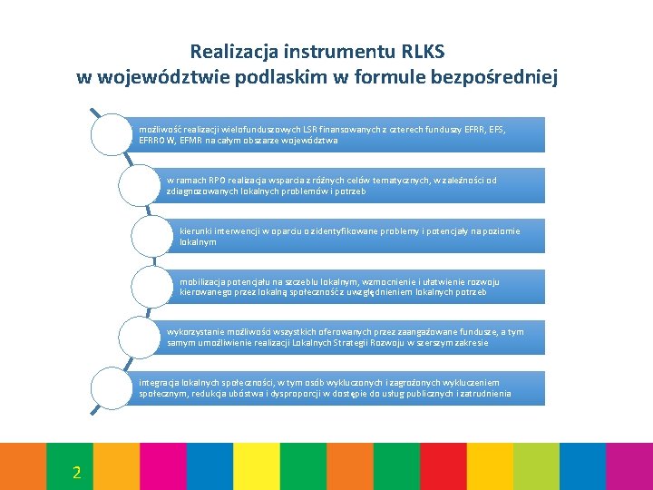 Realizacja instrumentu RLKS w województwie podlaskim w formule bezpośredniej możliwość realizacji wielofunduszowych LSR finansowanych