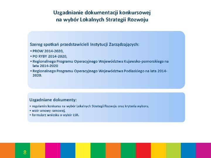 Uzgadnianie dokumentacji konkursowej na wybór Lokalnych Strategii Rozwoju 8 