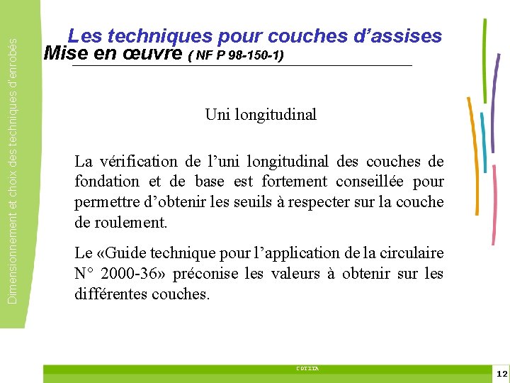 1 2 Dimensionnement et choix des techniques d’enrobés Les techniques pour couches d’assises Mise