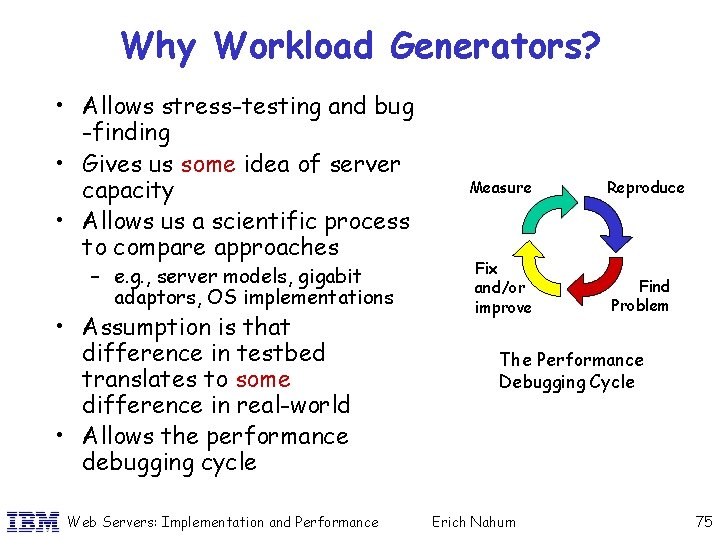 Why Workload Generators? • Allows stress-testing and bug -finding • Gives us some idea