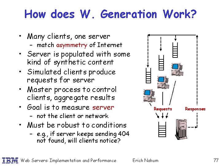 How does W. Generation Work? • Many clients, one server – match asymmetry of