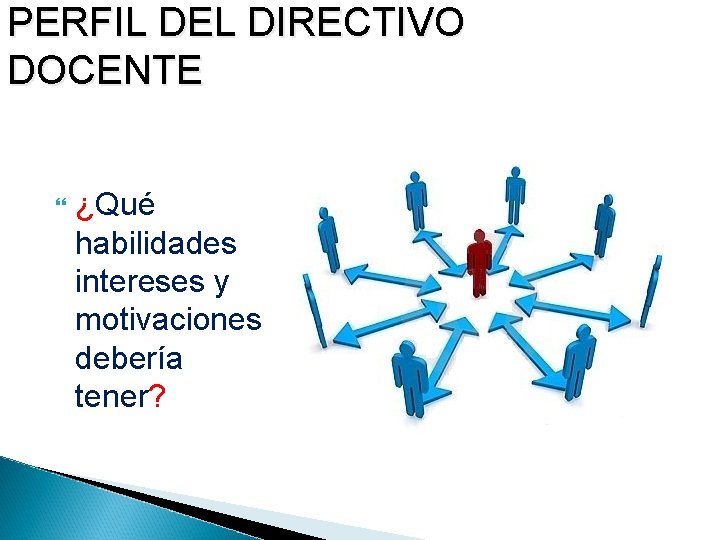 PERFIL DEL DIRECTIVO DOCENTE ¿Qué habilidades intereses y motivaciones debería tener? 