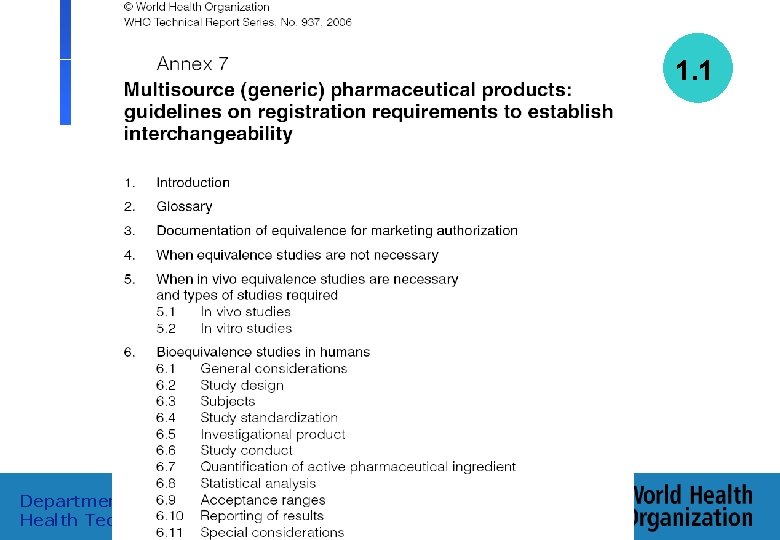 1 1. 1 Department of Medicines Policy and Standards, Health Technology and Pharmaceuticals 10