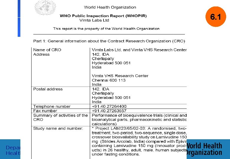 6. 1 Department of Medicines Policy and Standards, Health Technology and Pharmaceuticals 17 