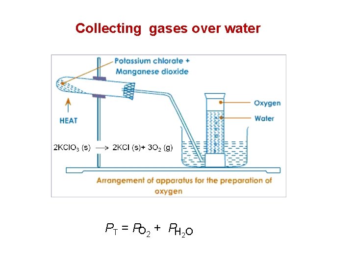 Collecting gases over water PT = PO 2 + PH 2 O 