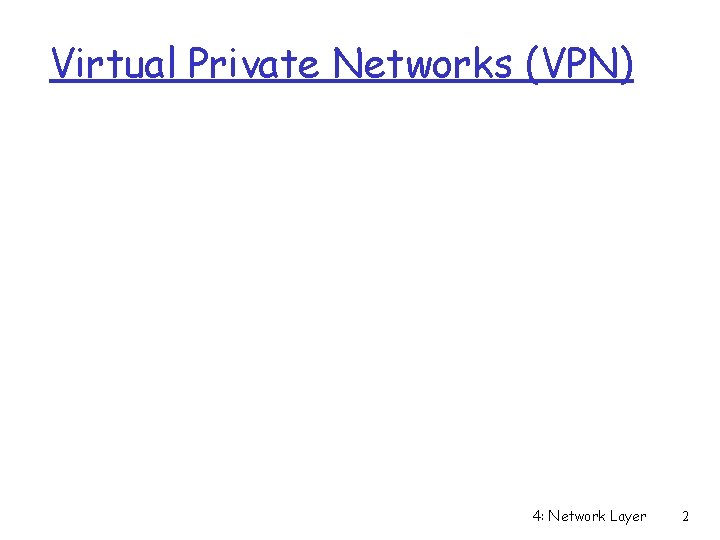 Virtual Private Networks (VPN) 4: Network Layer 2 