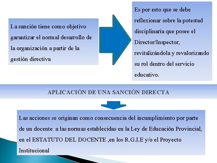 Es por esto que se debe La sanción tiene como objetivo garantizar el normal