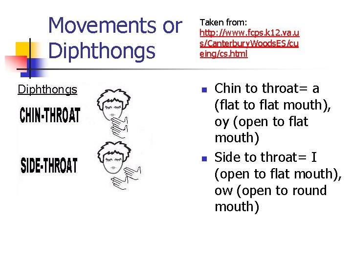 Movements or Diphthongs Taken from: http: //www. fcps. k 12. va. u s/Canterbury. Woods.