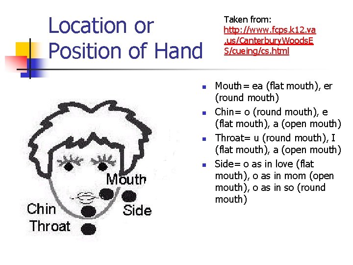 Location or Position of Hand n n Taken from: http: //www. fcps. k 12.