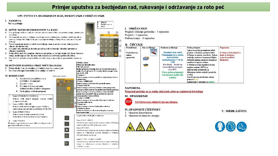 Primjer uputstva za bezbjedan rad, rukovanje i održavanje za roto peć 