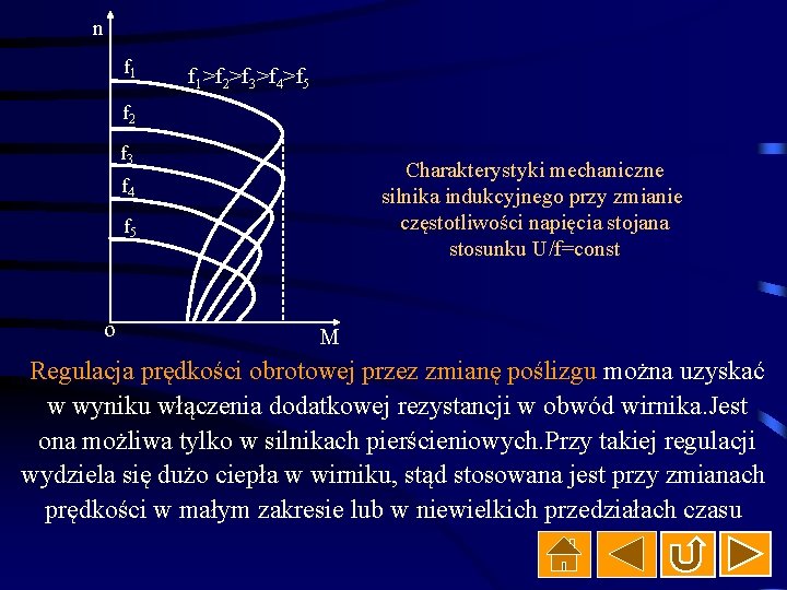 n f 1>f 2>f 3>f 4>f 5 f 2 f 3 Charakterystyki mechaniczne silnika