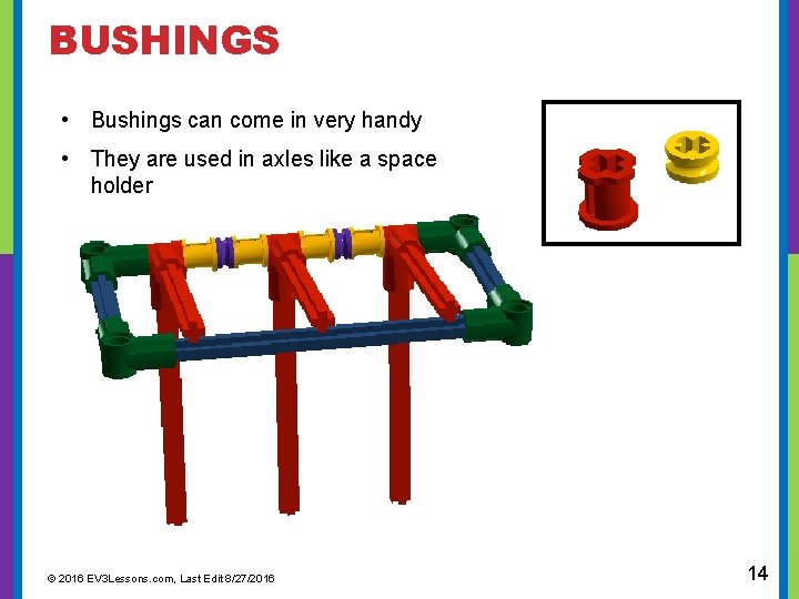  BUSHINGS • Bushings can come in very handy • They are used in