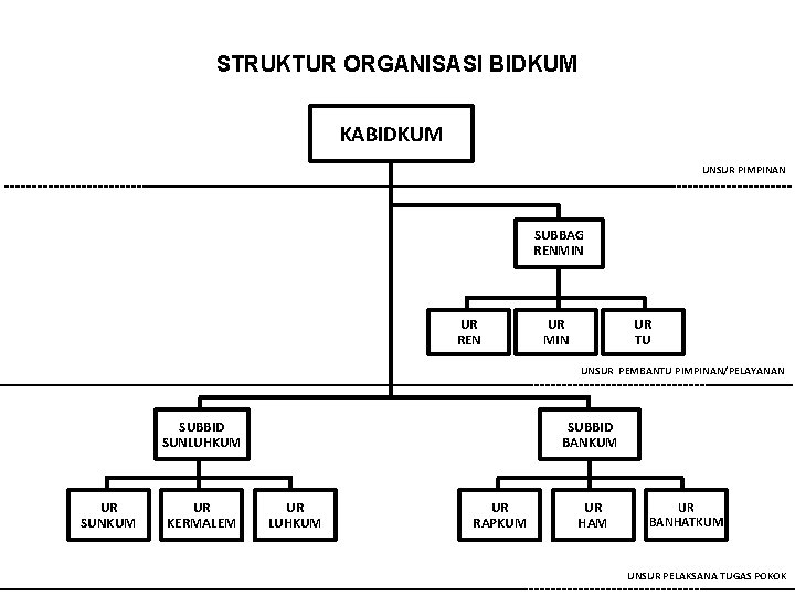 STRUKTUR ORGANISASI BIDKUM KABIDKUM UNSUR PIMPINAN SUBBAG RENMIN UR REN UR MIN UR TU