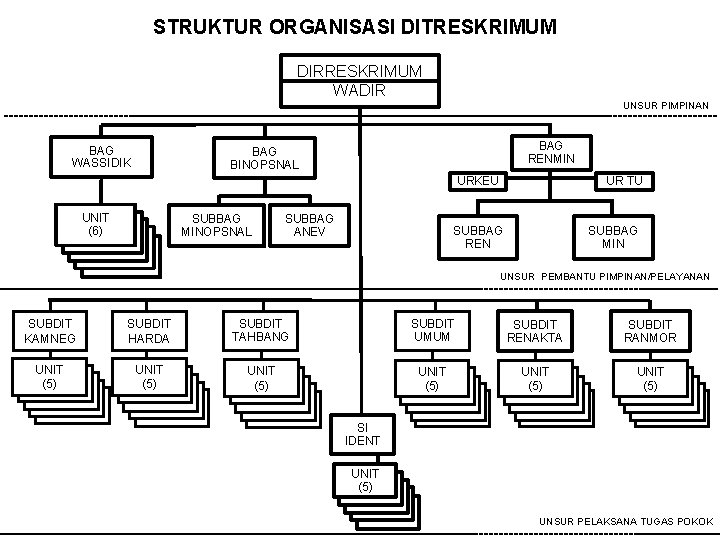 STRUKTUR ORGANISASI DITRESKRIMUM DIRRESKRIMUM WADIR UNSUR PIMPINAN BAG WASSIDIK BAG RENMIN BAG BINOPSNAL URKEU