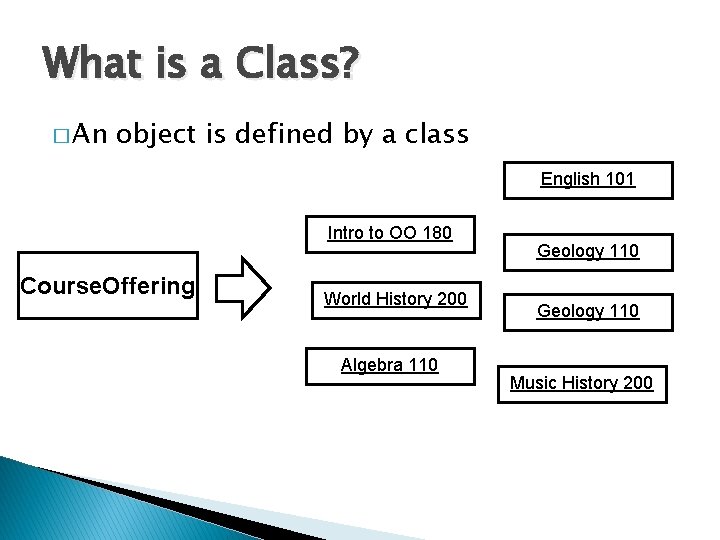 What is a Class? � An object is defined by a class English 101