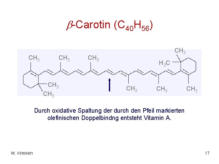  -Carotin (C 40 H 56) CH 3 CH 3 H 3 C CH