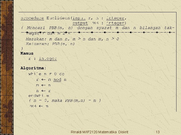 Rinaldi M/IF 2120 Matematika Diskrit 13 