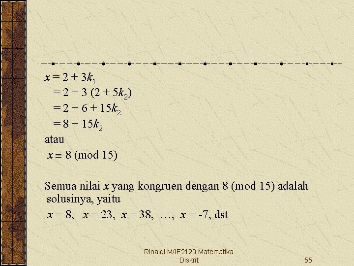 x = 2 + 3 k 1 = 2 + 3 (2 + 5