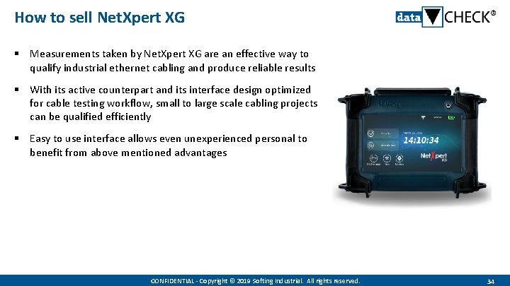 How to sell Net. Xpert XG § Measurements taken by Net. Xpert XG are