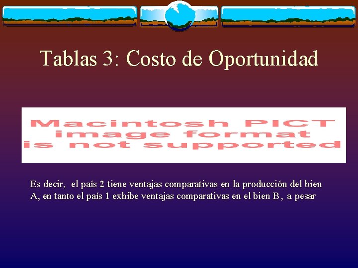 Tablas 3: Costo de Oportunidad Es decir, el país 2 tiene ventajas comparativas en
