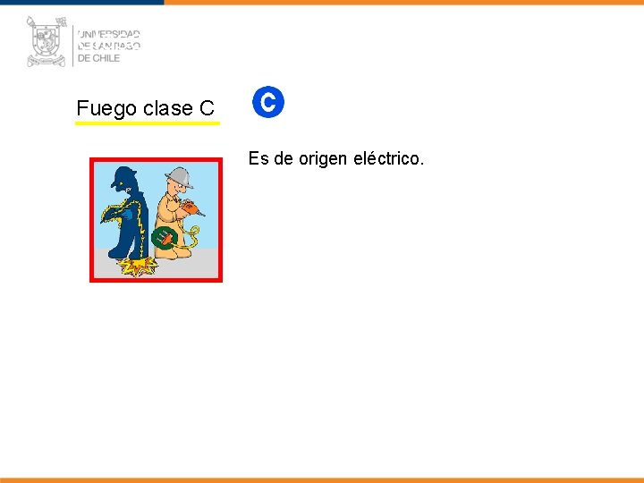 Clases de Fuego (NCh-934) Fuego clase C Es de origen eléctrico. 