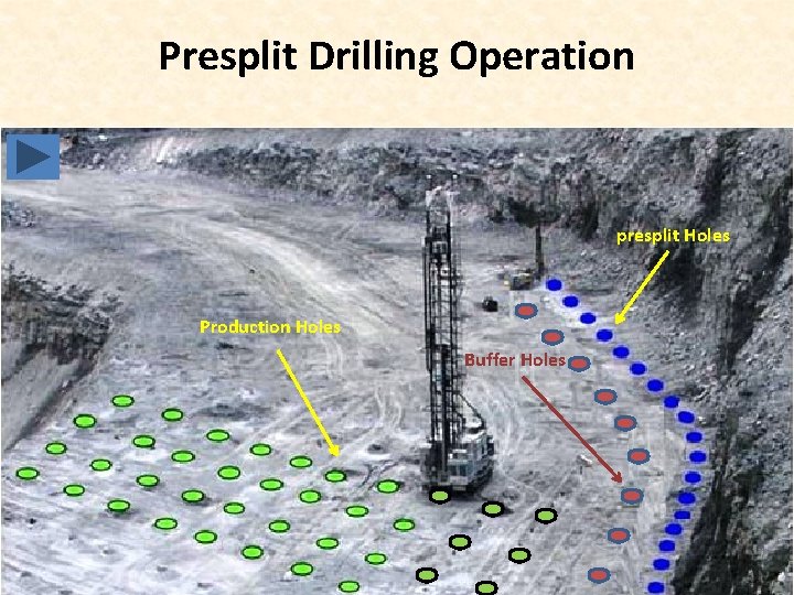 Presplit Drilling Operation presplit Holes Production Holes Buffer Holes 