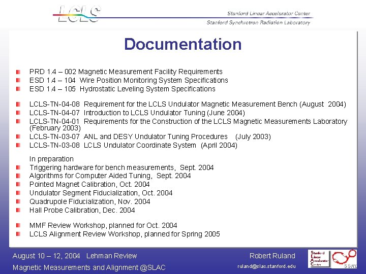 Documentation PRD 1. 4 – 002 Magnetic Measurement Facility Requirements ESD 1. 4 –