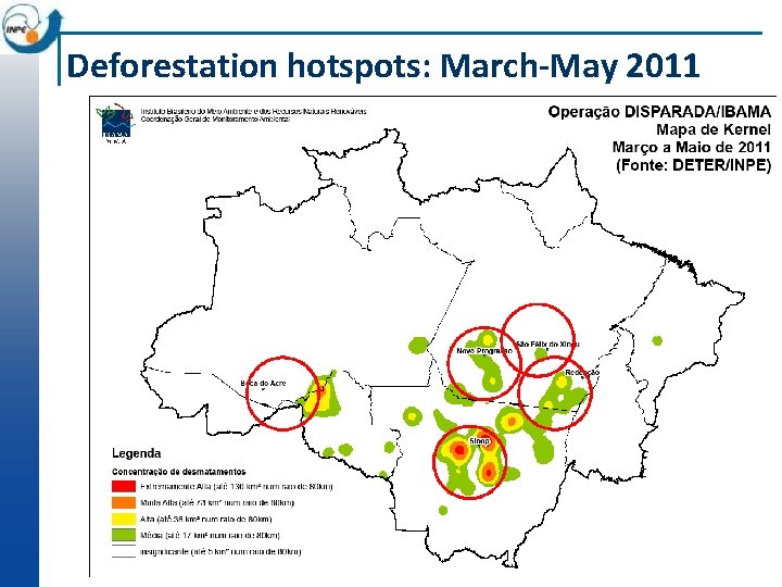 Deforestation hotspots: March-May 2011 