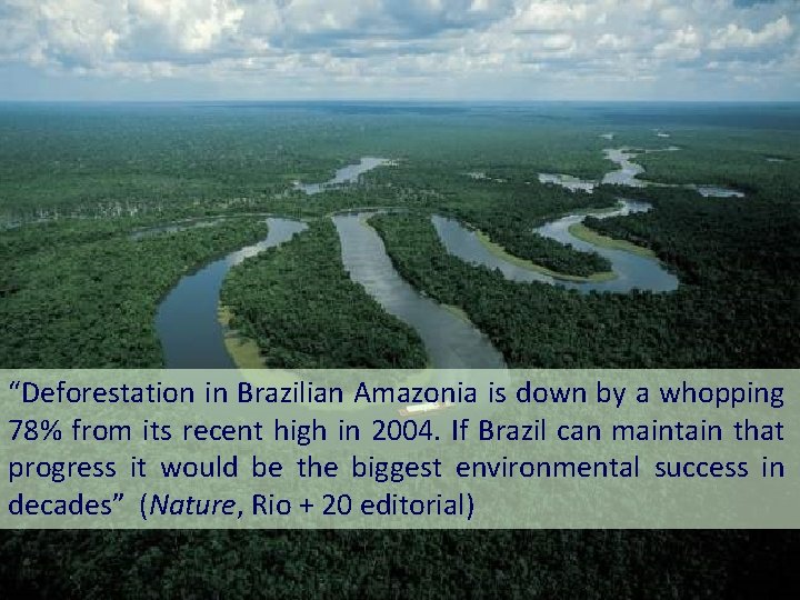 “Deforestation in Brazilian Amazonia is down by a whopping 78% from its recent high