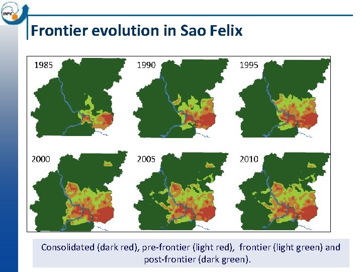 Frontier evolution in Sao Felix Consolidated (dark red), pre-frontier (light red), frontier (light green)