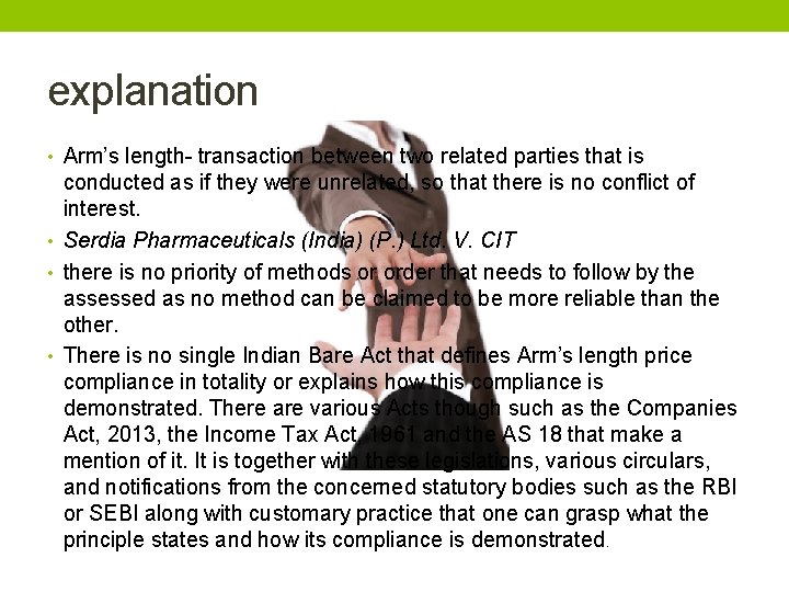 explanation • Arm’s length- transaction between two related parties that is conducted as if