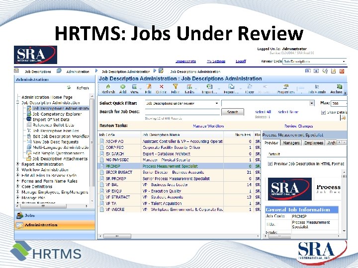 HRTMS: Jobs Under Review 