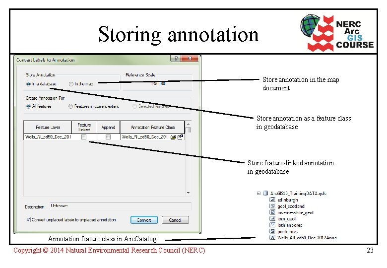 Storing annotation Store annotation in the map document Store annotation as a feature class