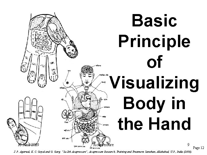 Basic Principle of Visualizing Body in the Hand 10 June 2009 Acupressure 9 J.