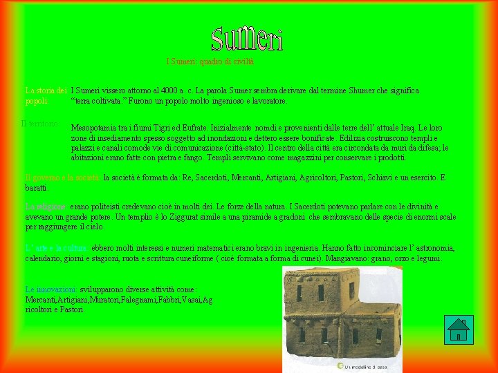 I Sumeri: quadro di civiltà La storia dei I Sumeri vissero attorno al 4000 I Sumeri: quadro di civiltà La storia dei I Sumeri vissero attorno al 4000