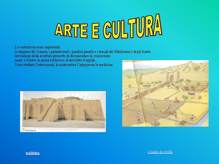 Le costruzioni sono importanti: le ziqqurat dei Sumeri, i palazzi reali i giardini pensili Le costruzioni sono importanti: le ziqqurat dei Sumeri, i palazzi reali i giardini pensili