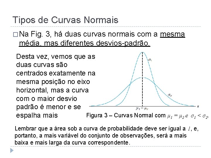 Tipos de Curvas Normais � Na Fig. 3, há duas curvas normais com a