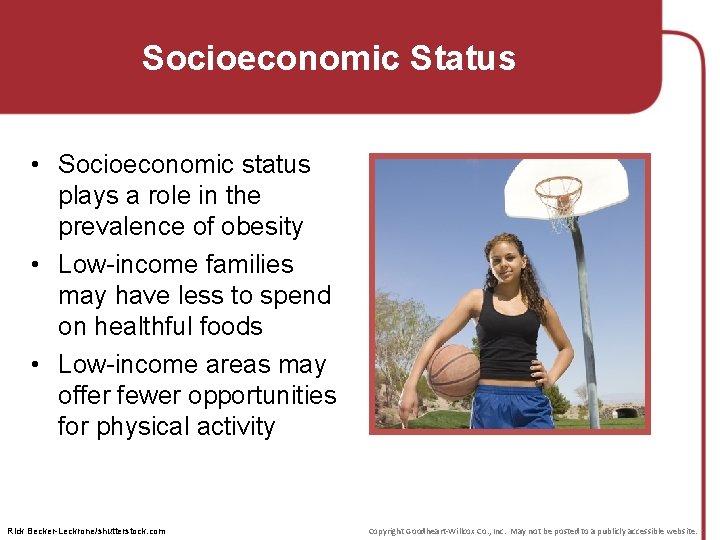 Socioeconomic Status • Socioeconomic status plays a role in the prevalence of obesity •