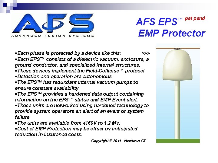 ™ pat pend AFS EPS EMP Protector §Each phase is protected by a device