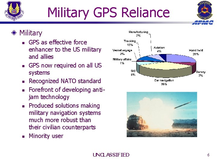 Military GPS Reliance Military n n n GPS as effective force enhancer to the Military GPS Reliance Military n n n GPS as effective force enhancer to the