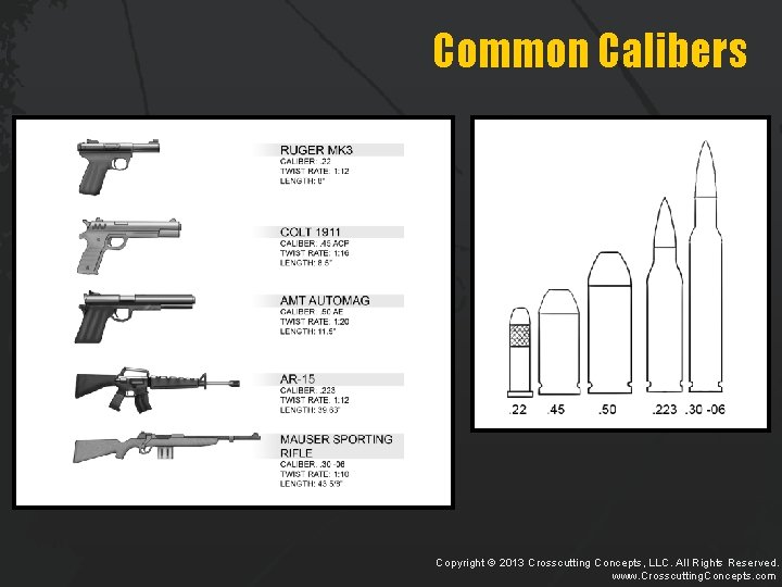 Common Calibers Copyright © 2013 Crosscutting Concepts, LLC. All Rights Reserved. www. Crosscutting. Concepts.